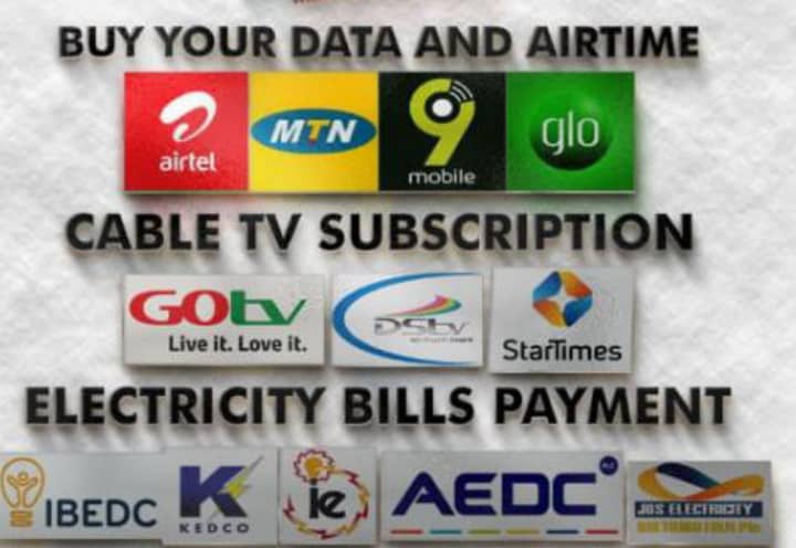 vtu, glo,mtn,airtel, phcn paybill